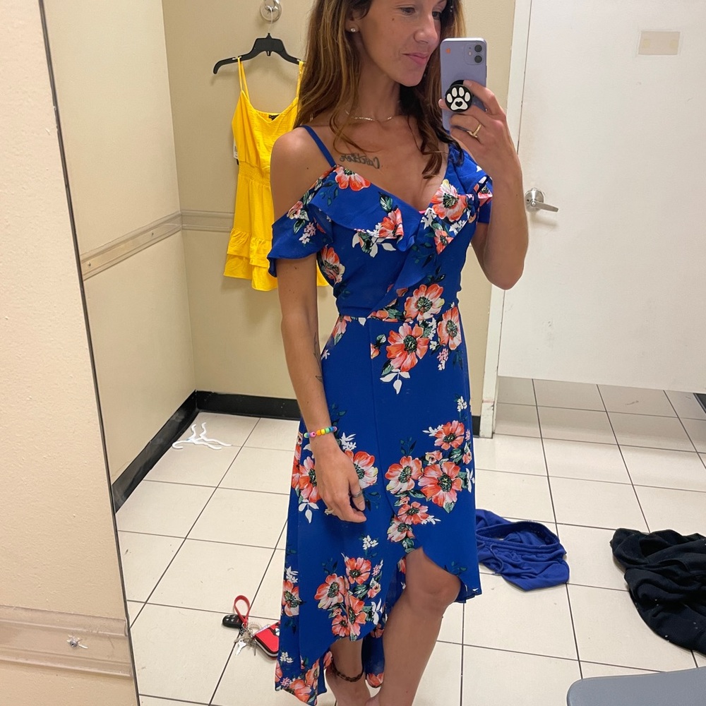Floral off shoulder mid to long dress